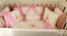 Load image into Gallery viewer, Luxury baby bedding 100x50 personalised by embroidery
