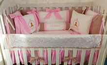 Load image into Gallery viewer, Luxury baby bedding 100x50 personalised by embroidery
