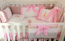 Load image into Gallery viewer, Luxury baby bedding 100x50 personalised by embroidery
