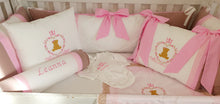 Load image into Gallery viewer, Luxury baby bedding 100x50 personalised by embroidery
