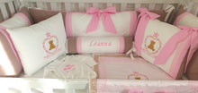 Load image into Gallery viewer, Luxury baby bedding 100x50 personalised by embroidery
