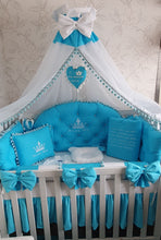 Load image into Gallery viewer, Luxury baby bedding 100x50 personalised by embroidery, 100% cotton 
