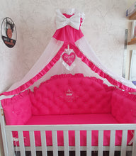 Load image into Gallery viewer, Luxury baby bedding 120x60 personalised by embroidery, 100% cotton
