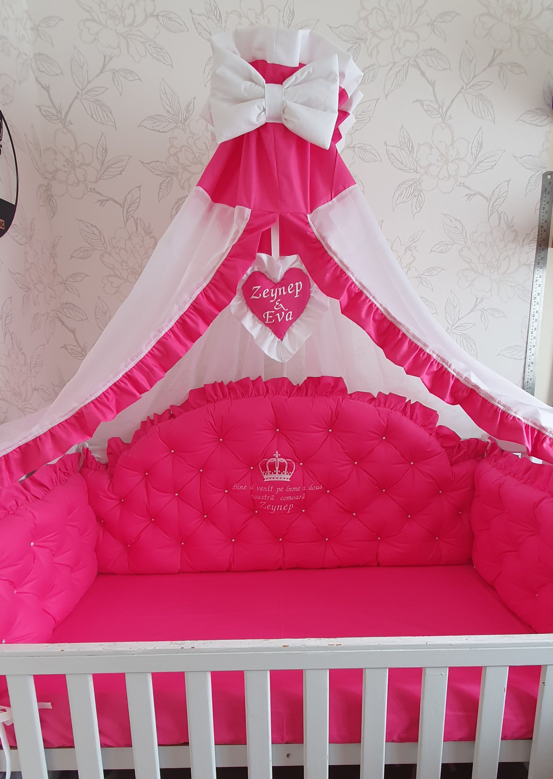 Luxury baby bedding 120x60 personalised by embroidery, 100% cotton