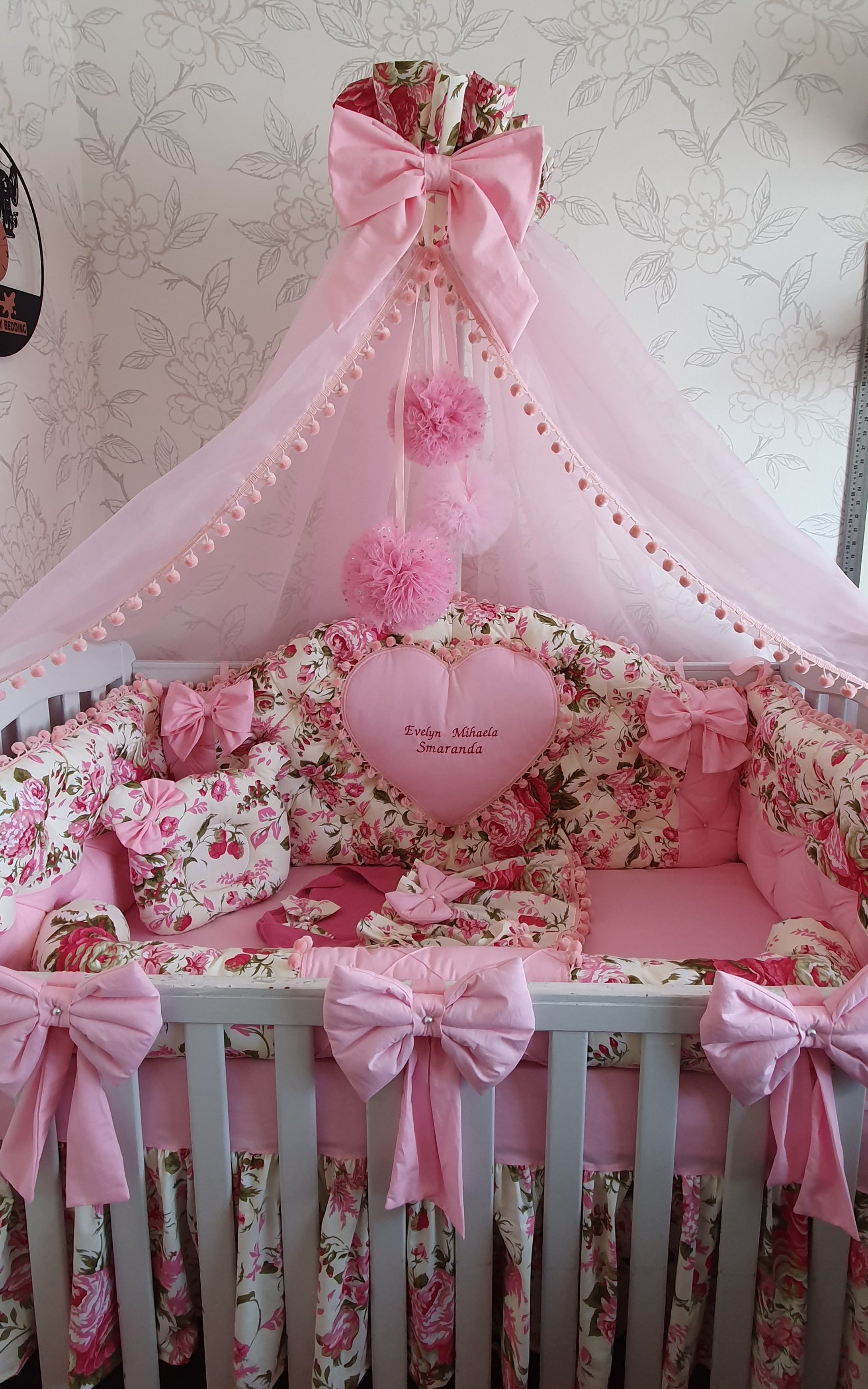 Luxury baby bedding 140x70 personalised by embroidery