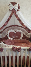 Load image into Gallery viewer, Luxury baby bedding 120x60 personalised by embroidery
