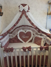 Load image into Gallery viewer, Luxury baby bedding 120x60 personalised by embroidery
