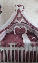 Load image into Gallery viewer, Luxury baby bedding 120x60 personalised by embroidery
