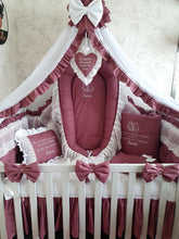 Load image into Gallery viewer, Luxury baby bedding 120x60 personalised by embroidery
