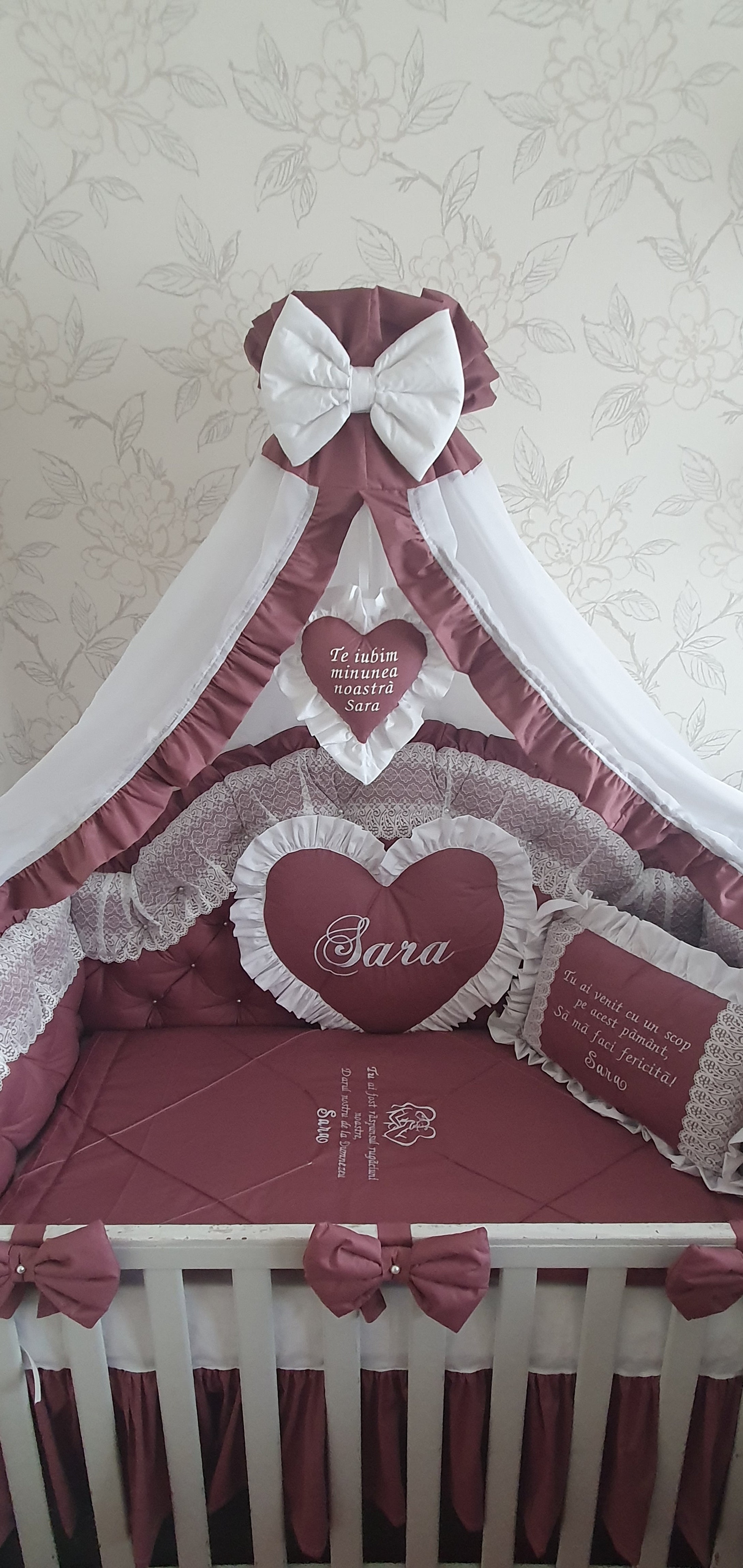 Luxury baby bedding 120x60 personalised by embroidery