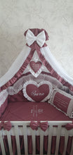 Load image into Gallery viewer, Luxury baby bedding 120x60 personalised by embroidery
