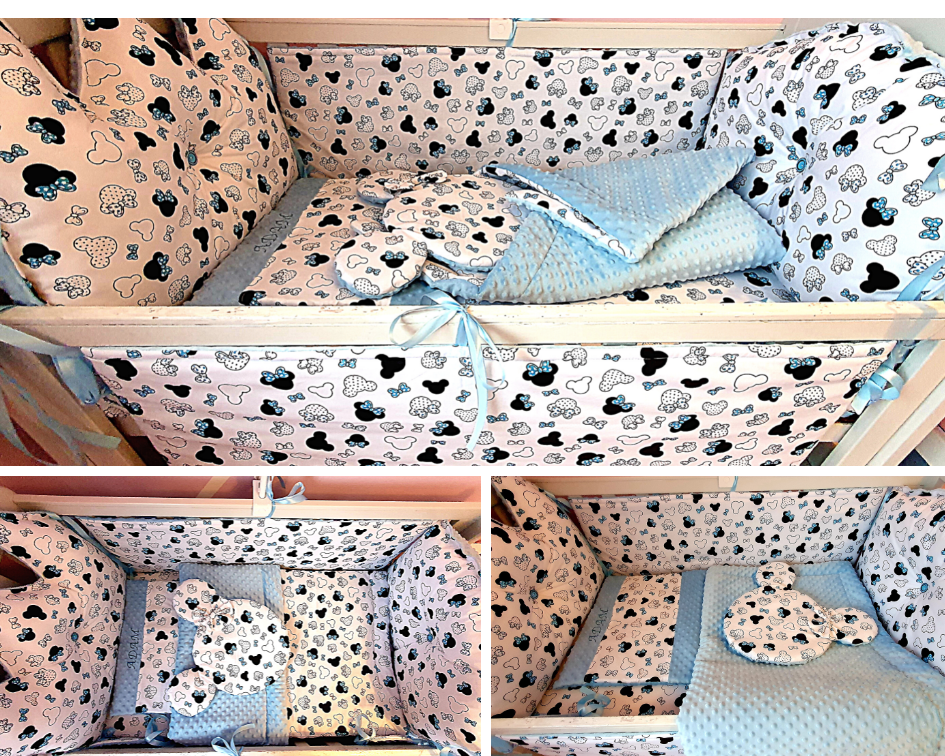 Baby bedding 140x70 personalised by embroidery , 100% cotton and dimple minky