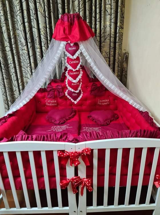 Luxury baby twin bedding 120x60 personalised by embroidery